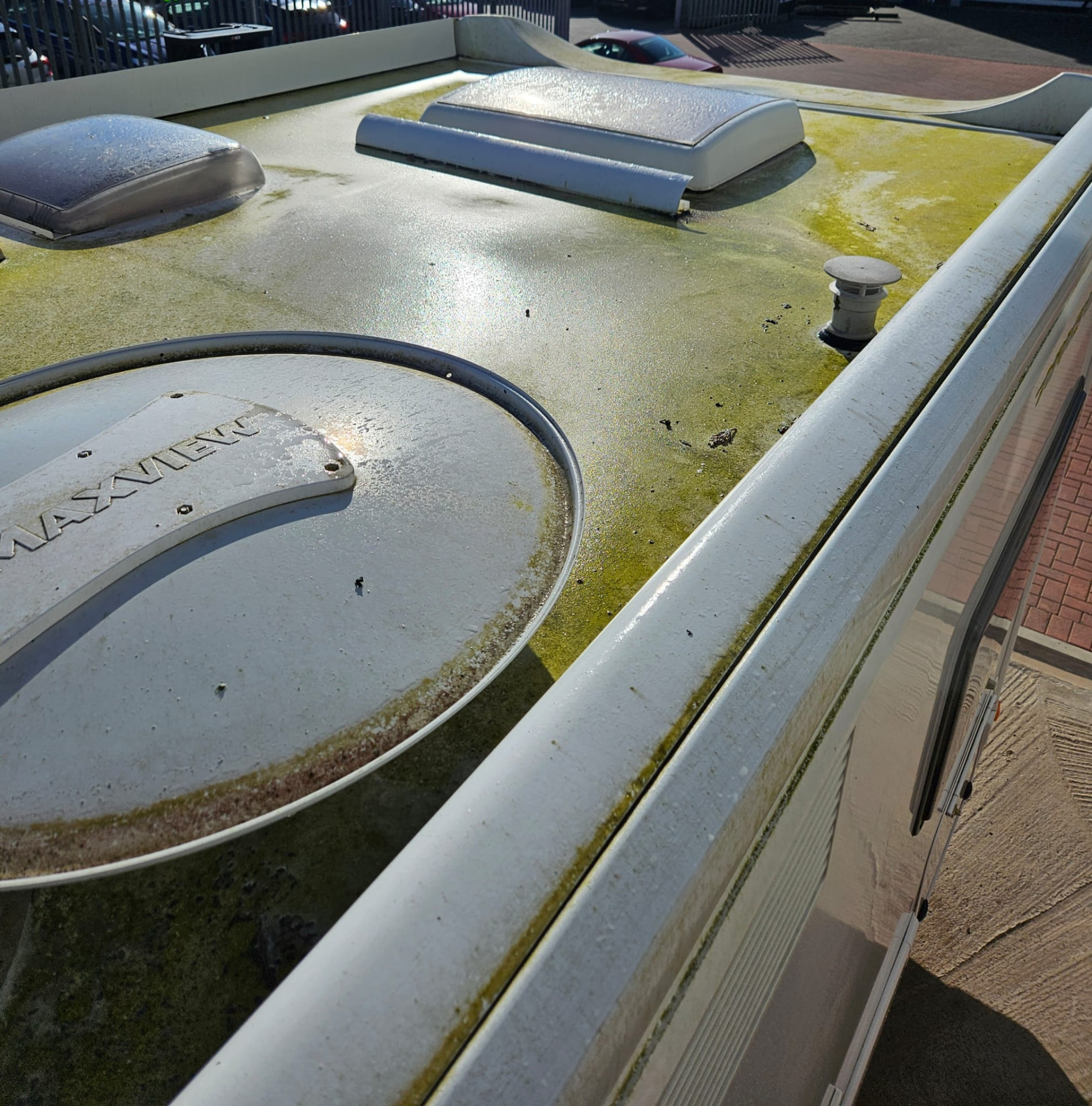 Caravan roof area before exterior cleaning
