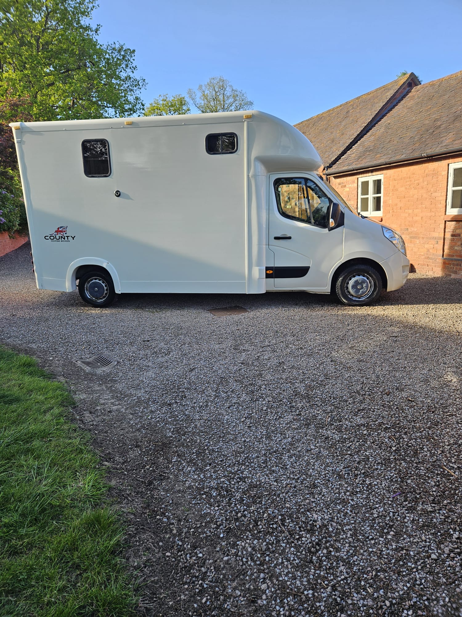 White horsebox after an exterior clean