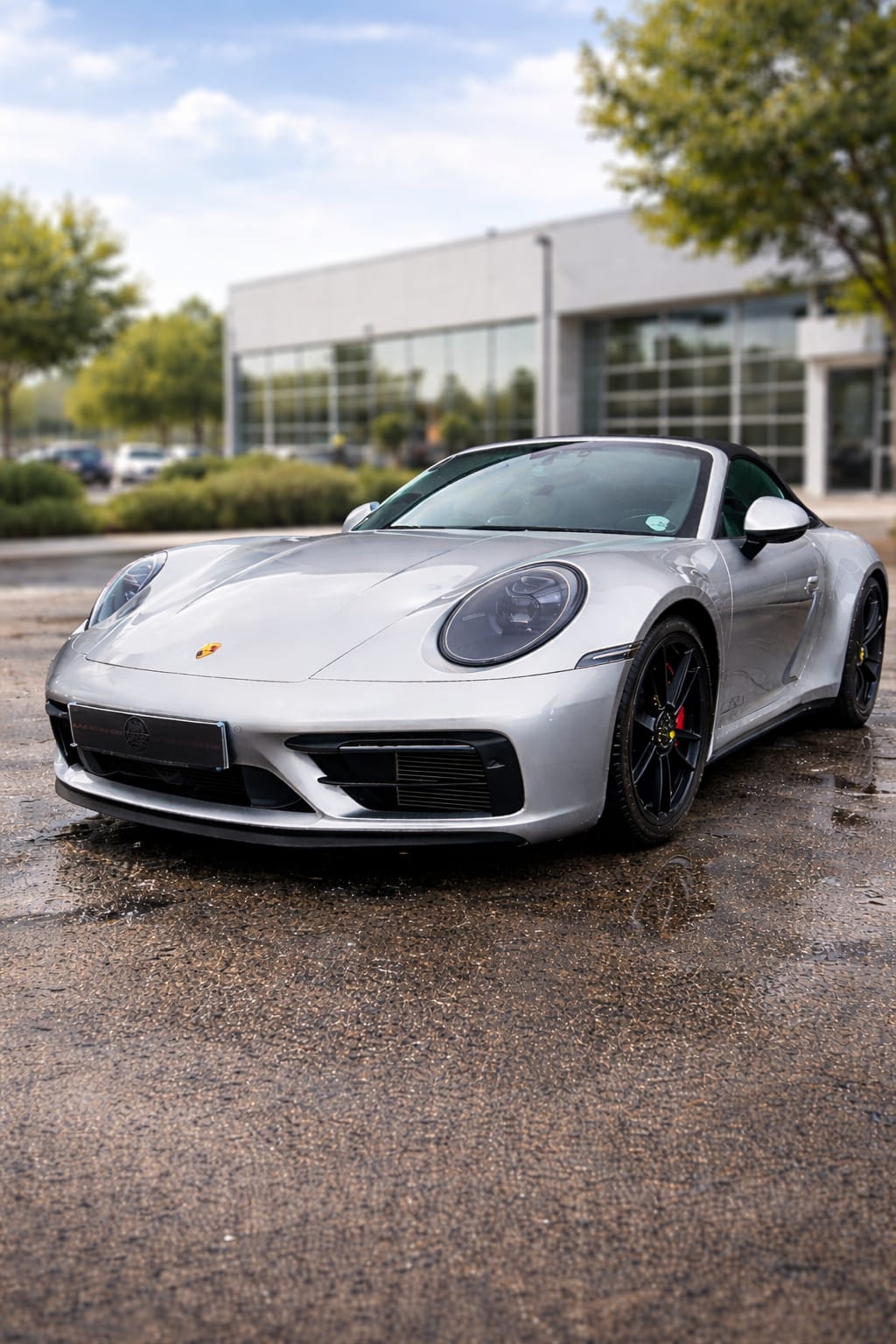 Silver Porsche 911 with a refined paint finish